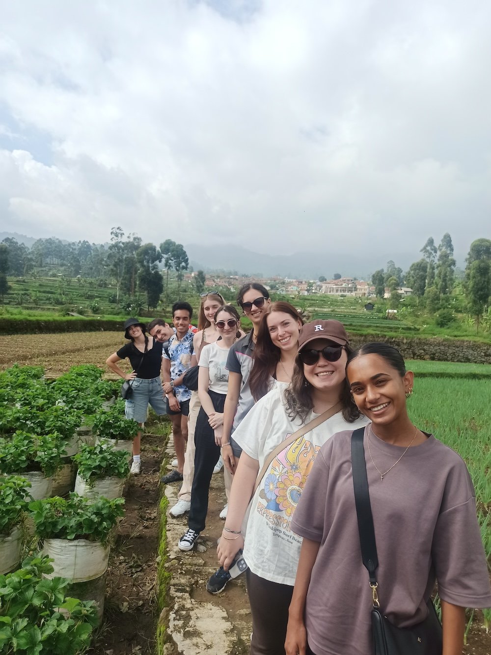 Group of students in plantations in Indonesia