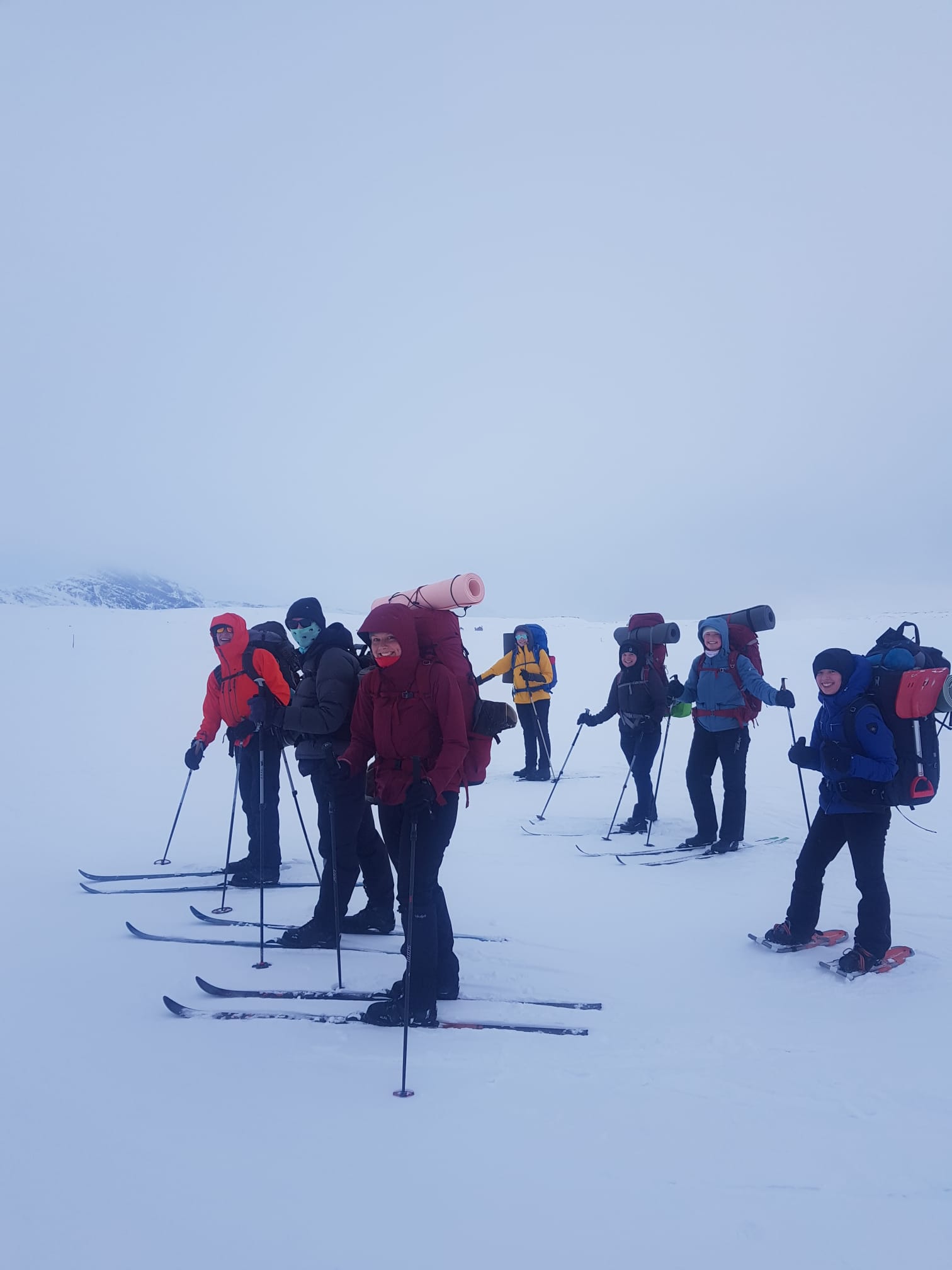 Students pack skiing on snow