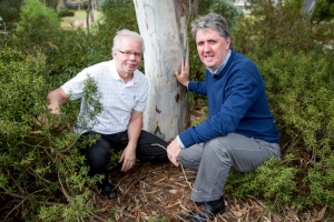 Joining forces in the battle against Phytophthora: Professor Wolfgang Osswald (Technical University of Munich) and Deakin's Professor David Cahill (right).