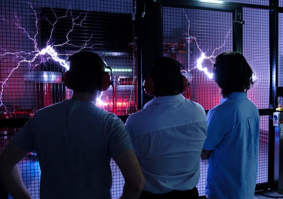 Deakin's High voltage lab in action