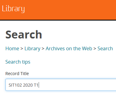 Screenshot of search field