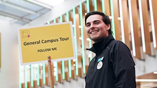 Student ambassador leading a campus tour