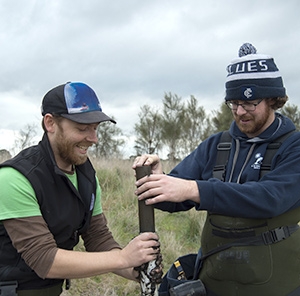 The Blue Carbon Lab's Dr Paul Carnell and Alex Pearse (Hons student).